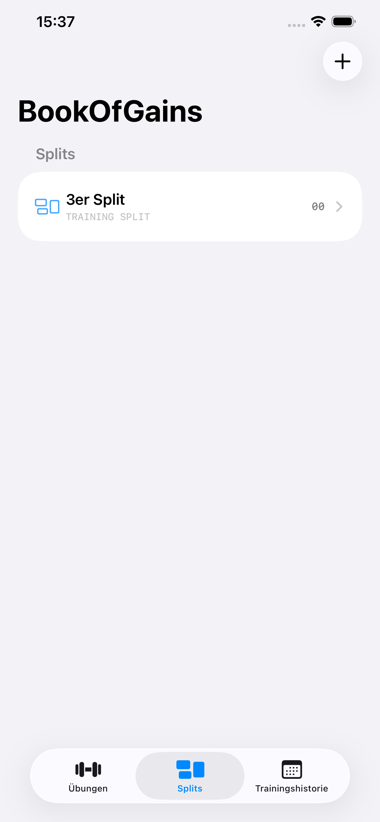 BookOfGains App Screenshot - Trainingsstatistik