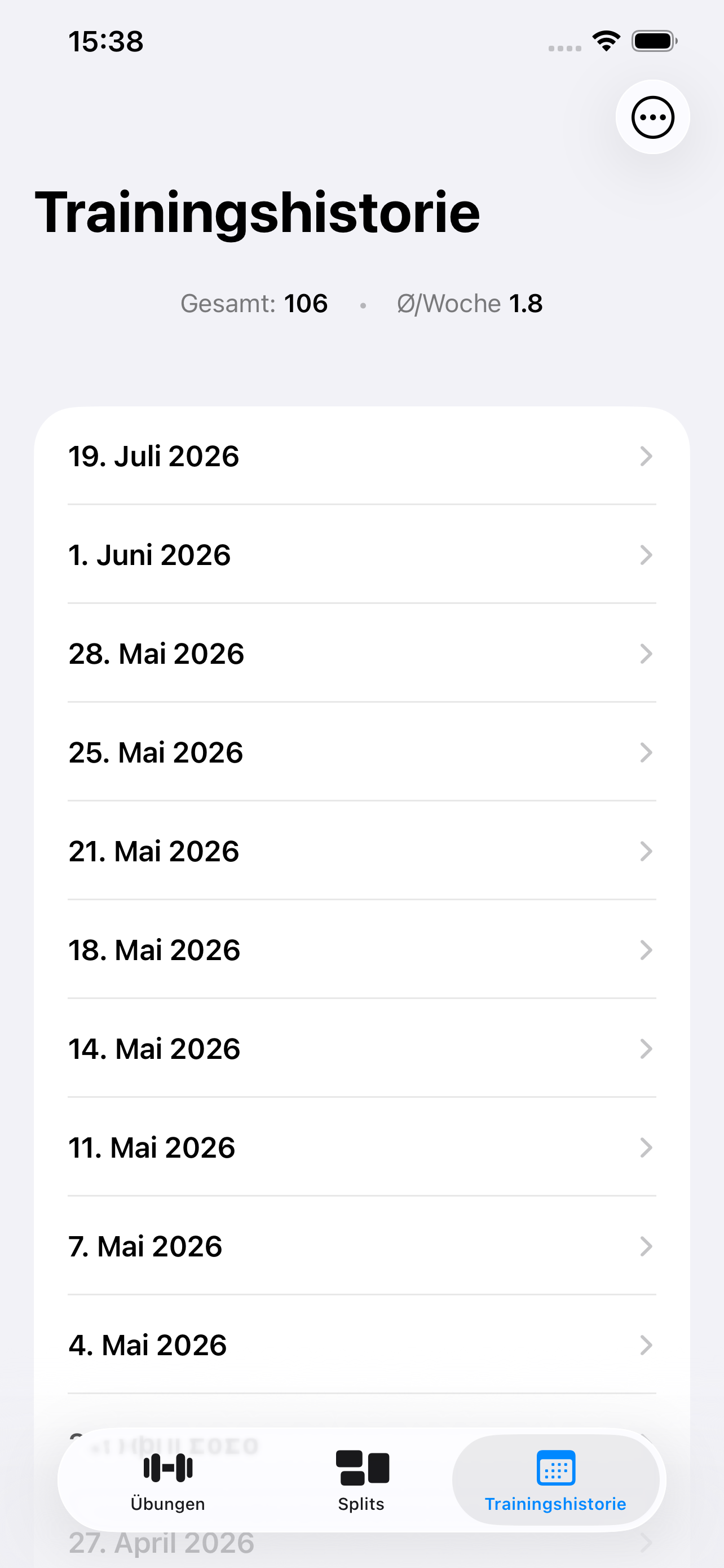 BookOfGains App Screenshot - Trainingsplan Editor