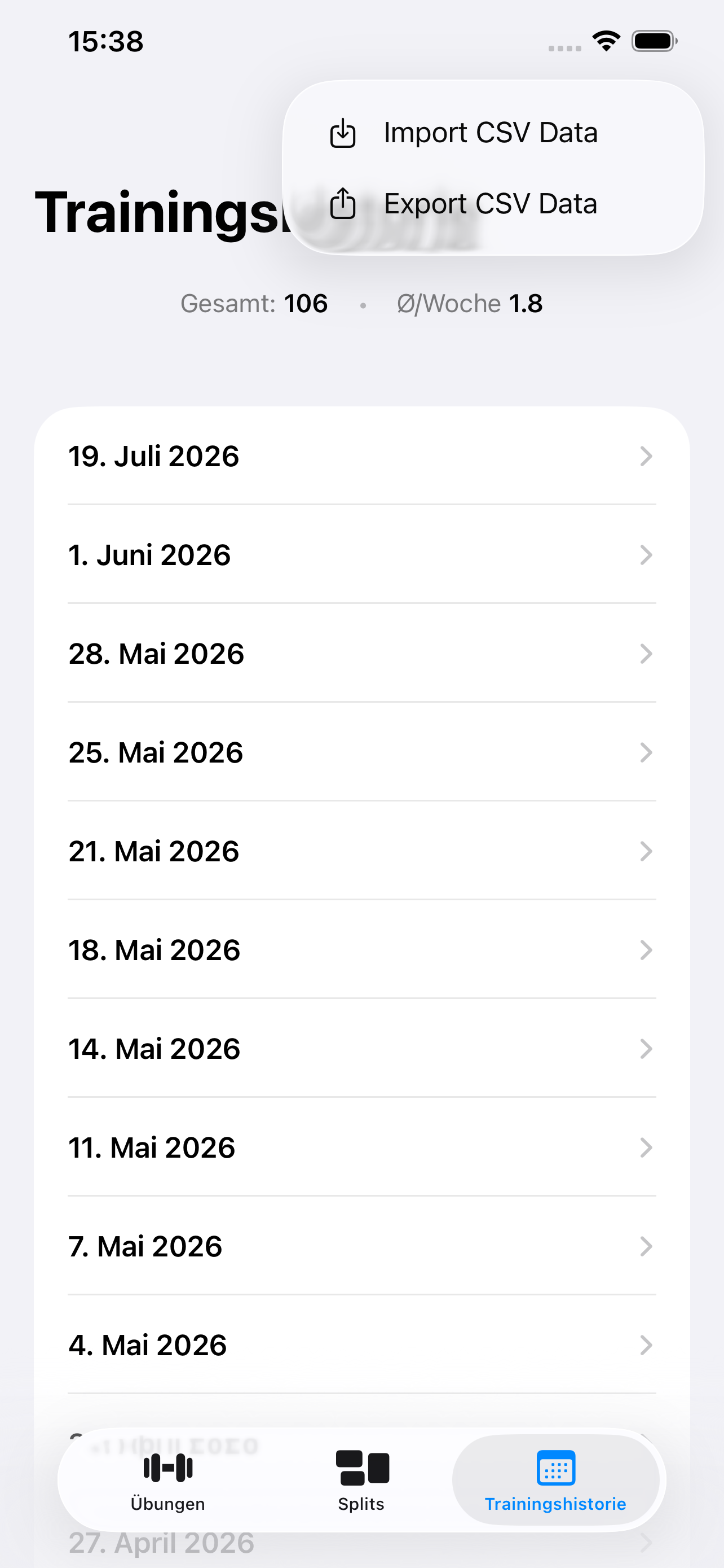 BookOfGains App Screenshot - Datensicherung